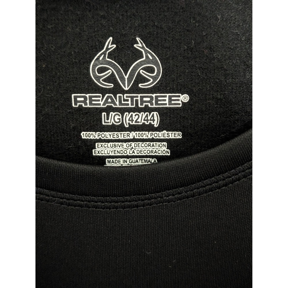 Realtree Mens Long Sleeve Performance Shirt Black Orange Logo Size Large L 42/44 - Picture 2 of 4